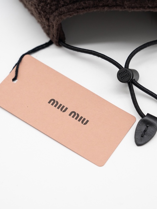 Miu Miu Fleece Baseball Cap Brown Black size M 100% Authentic Embroidered logo main image 4